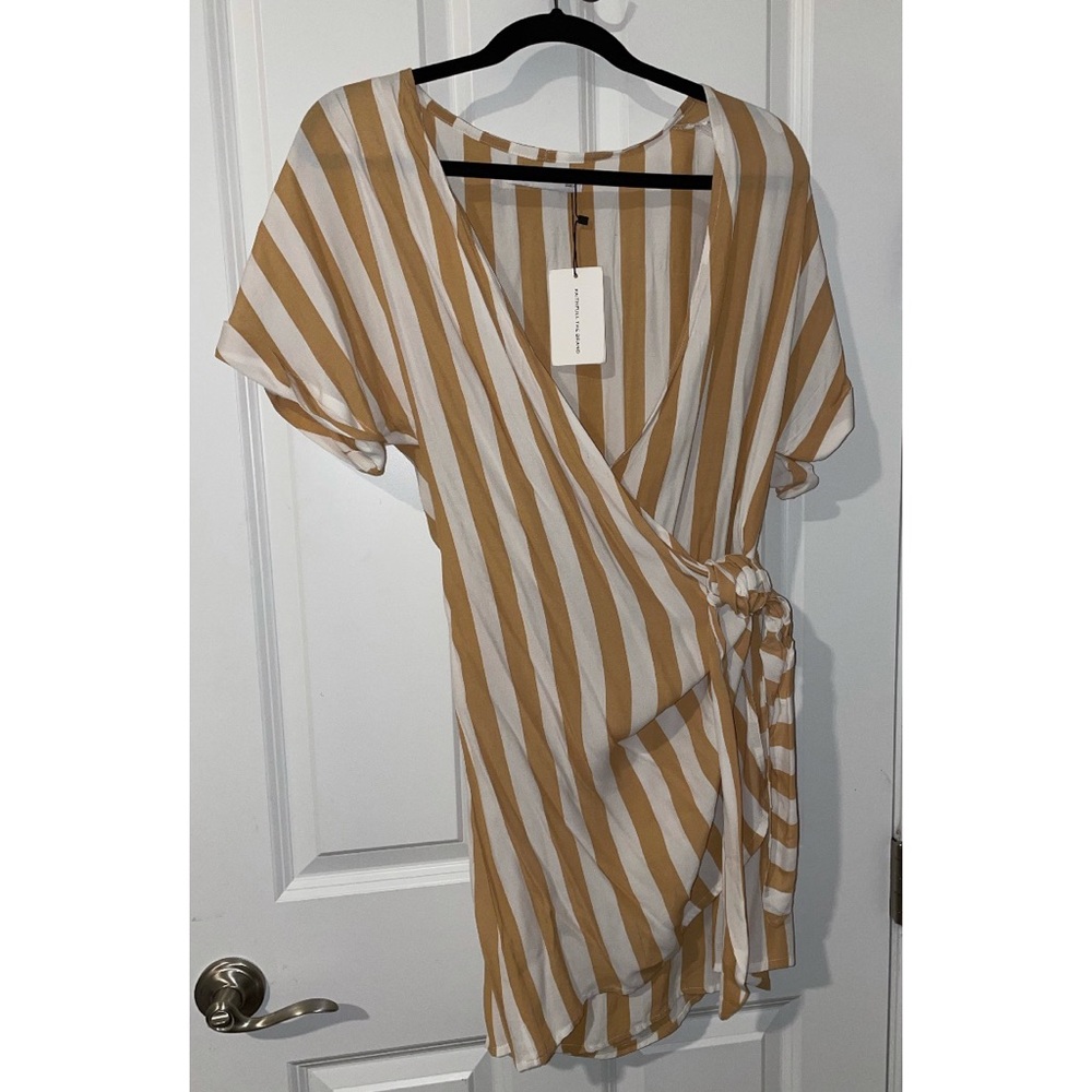 Striped Wrap Mini Dress NWT